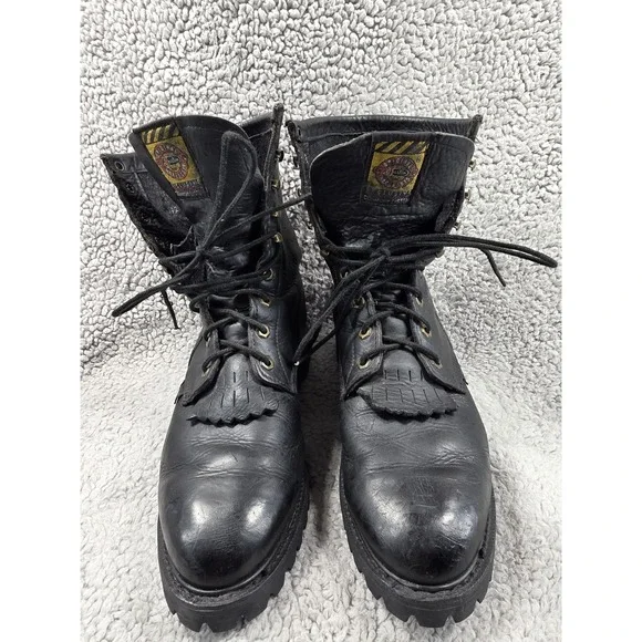 Justin 763 Men's Double Comfort Collection Black Leather Work Boots‎ sz 12 B